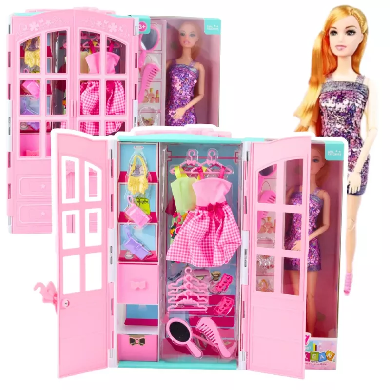 LEAN TOYS Nukumängukomplekt garderoobi tarvikute, riiete ja moe riietumisega tüdrukutele
