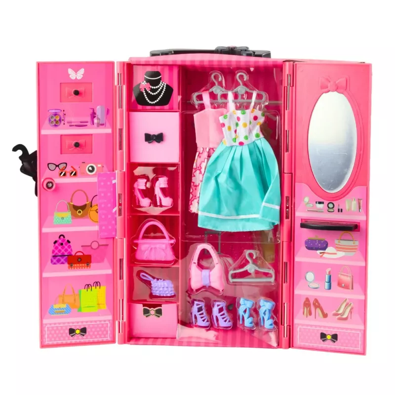 LEAN TOYS Nukk garderoobi tarvikutega Roosad riided Moekostüümi komplekt