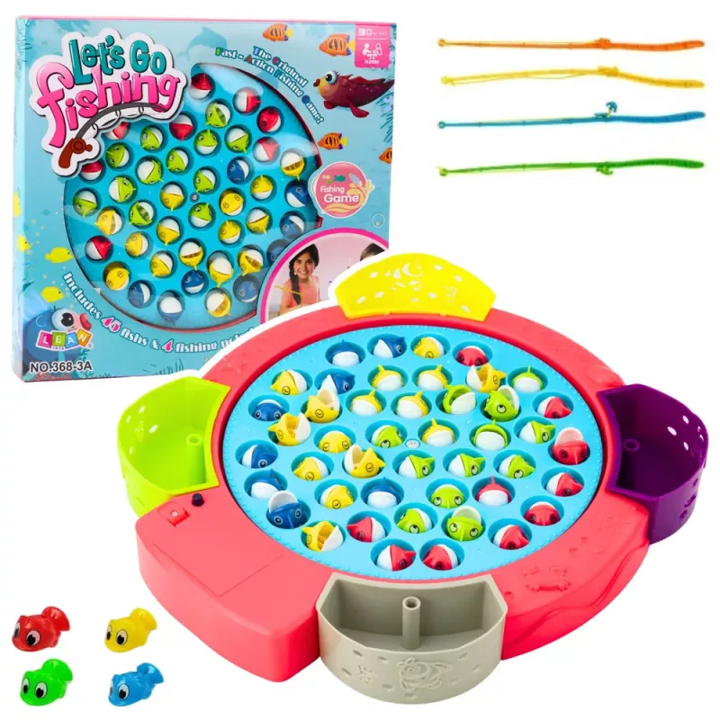 LEAN TOYS Interaktiivne Mängukaar Aku Toitega Kalapüük Roosa