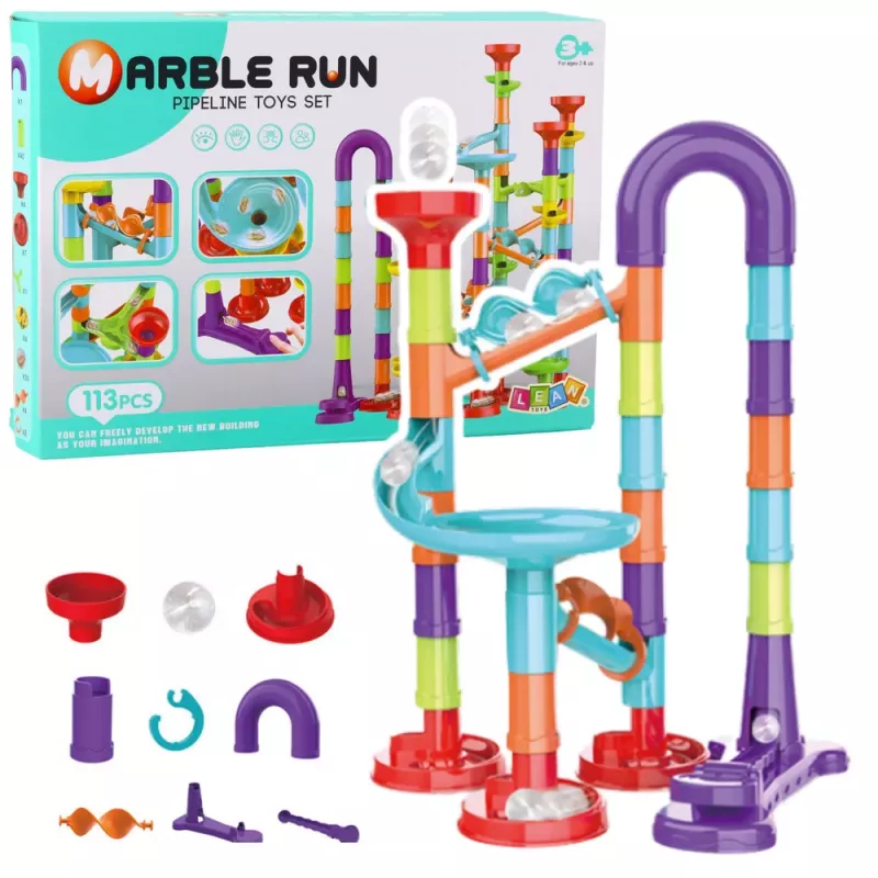 LEAN TOYS Ball Track Set Ball Track Slides Colorful Construction 105 Pieces