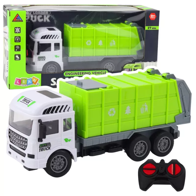 LEAN TOYS RC Garbage Truck Remote Controlled Light Green 1:24