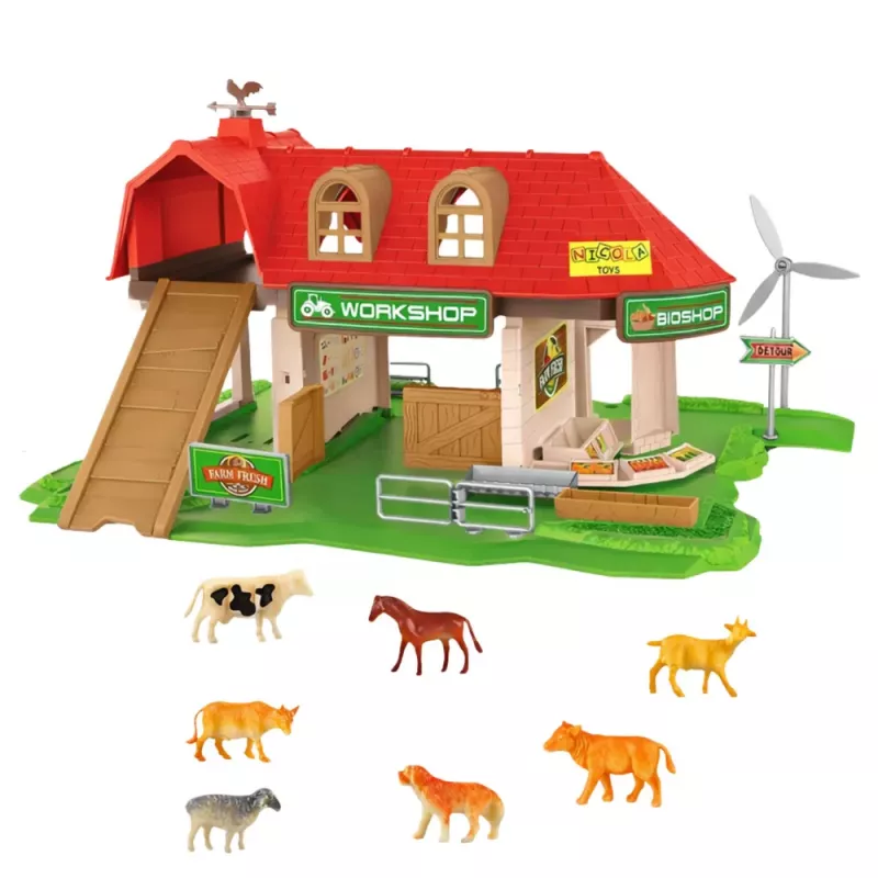 LEAN TOYS Farm Barn Tractors Figures Animals Set 42 pcs.