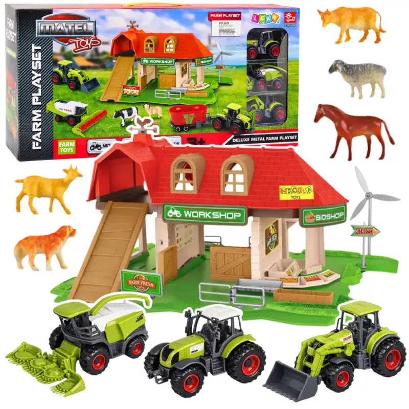LEAN TOYS Farm Barn Tractors Figures Animals Set 42 pcs.