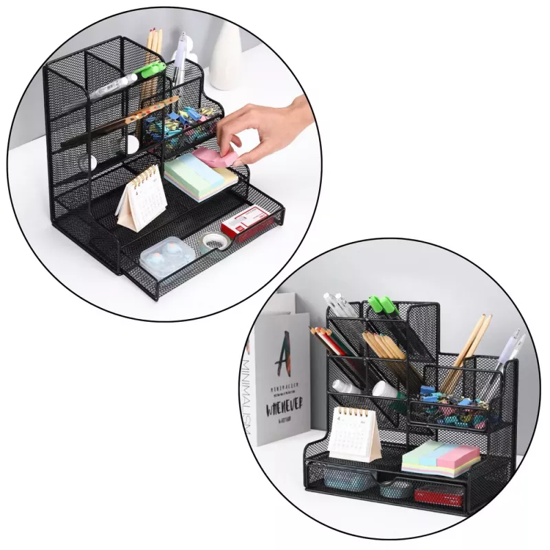 LEAN Office Supplies Organizer Container Metal Black