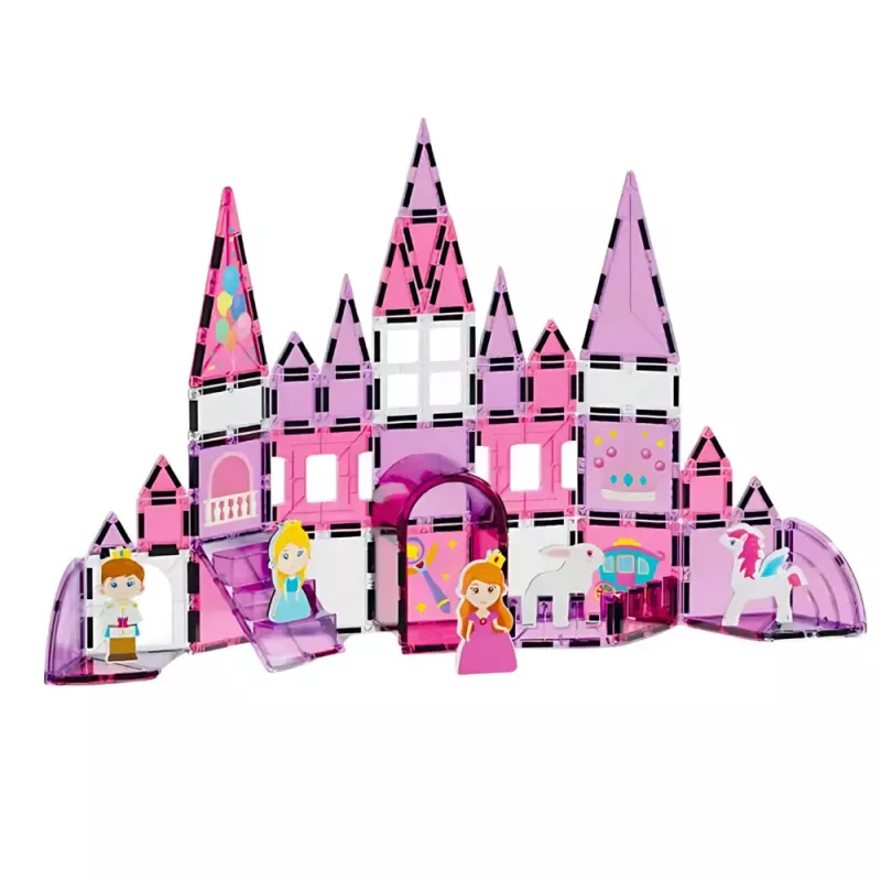 LEAN TOYS Magnetic Windows Blocks for Girls Pink 58 pcs.