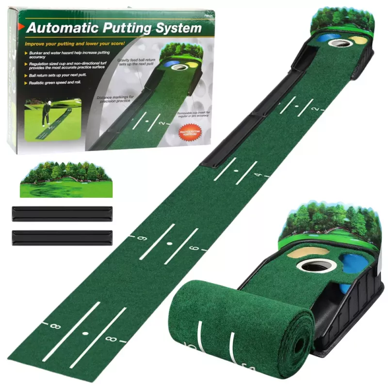 LEAN TOYS Felt Golf Training Mat, 3 Holes, 175 cm
