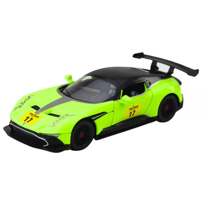 LEAN TOYS Sports Car With Pull-Back Drive Lights Sounds Green 1:22