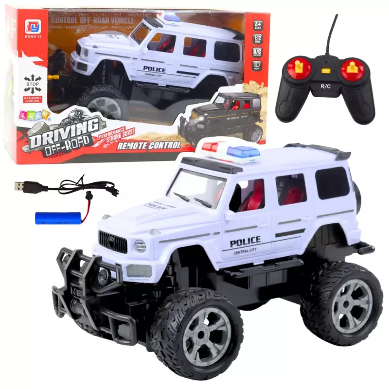 LEAN TOYS RC Police Off-Road Vehicle White 1:12