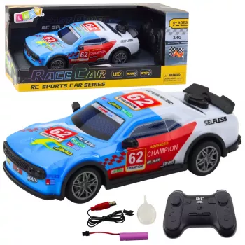 LEAN TOYS RC Remote Control Sports Car Lights Water Vapor Blue 1:22
