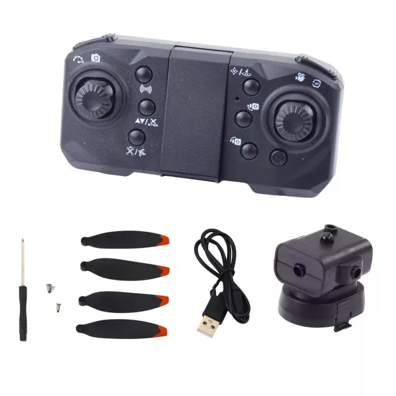 LEAN TOYS D6 PRO Droon kahe HD-kaamera ja LED-tuledega, oranž