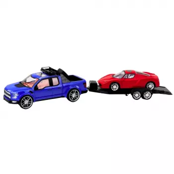 LEAN TOYS Maastikuauto koos puksiirautoga ja sportauto komplekt