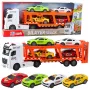 LEAN TOYS Lora Truck Tow Truck Set with 4 Cars, Opening Doors, Lights & Sounds