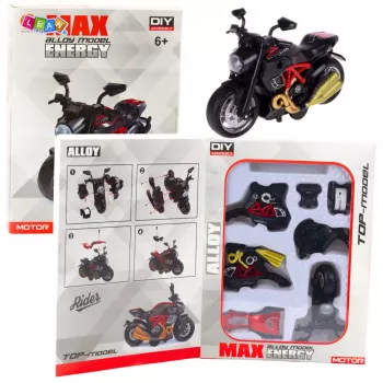 LEAN TOYS Mootorratas Kokkupandav Keeratav Metall 1:14 DIY Punane