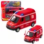 LEAN TOYS Fire Truck Metal Pull Back Motor Lights Sounds Red 1:32