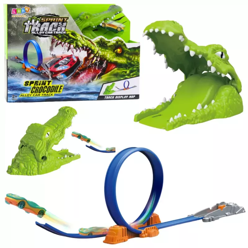 LEAN TOYS Car Track Catapult Launcher Crocodile