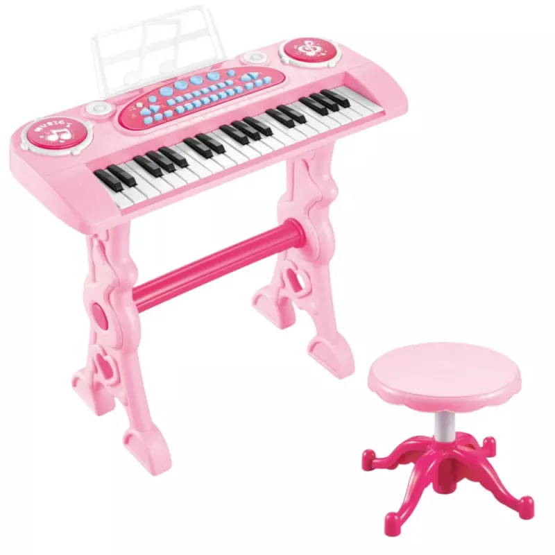 LEAN TOYS Elektrooniline klaver lastele mikrofoniga 37 klahvi roosa