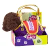 LEAN TOYS Poodle Dog in Velcro Bag, Cuddly Toy, Dark Brown