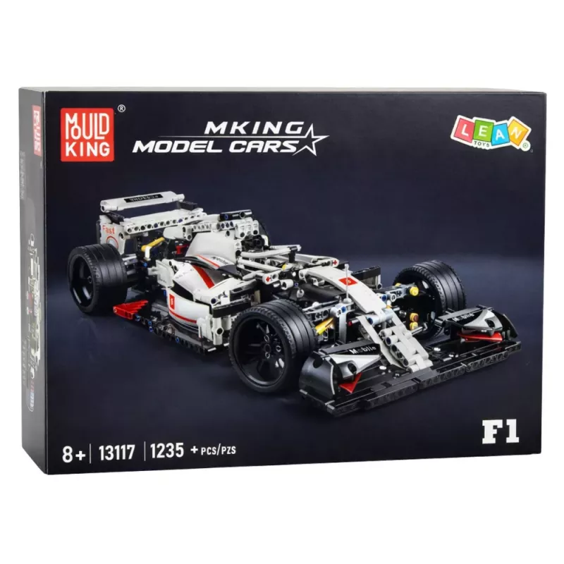 LEAN TOYS Ehitusklotsid F1 Võidusõiduauto Valge ja Punane 1235 tk