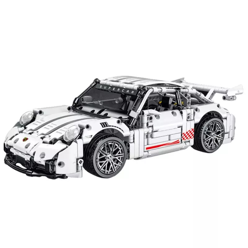 LEAN TOYS Ehitusklotsid GT Võidusõiduauto Valge 1:14 1268 tk