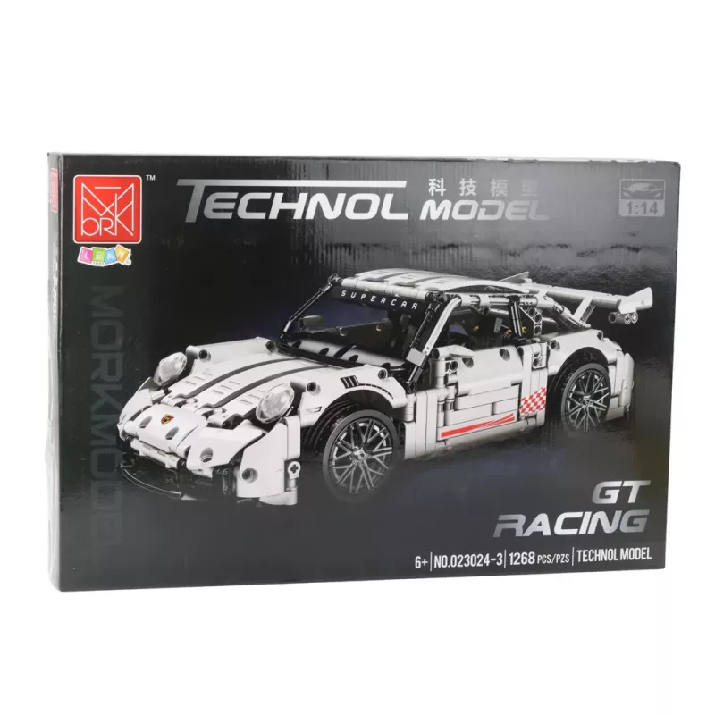 LEAN TOYS Ehitusklotsid GT Võidusõiduauto Valge 1:14 1268 tk
