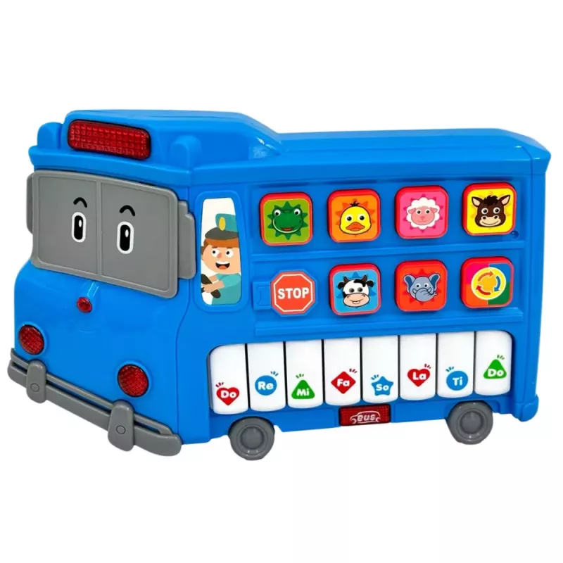 LEAN TOYS Elektriline klaver hariv väikelastele sinine buss