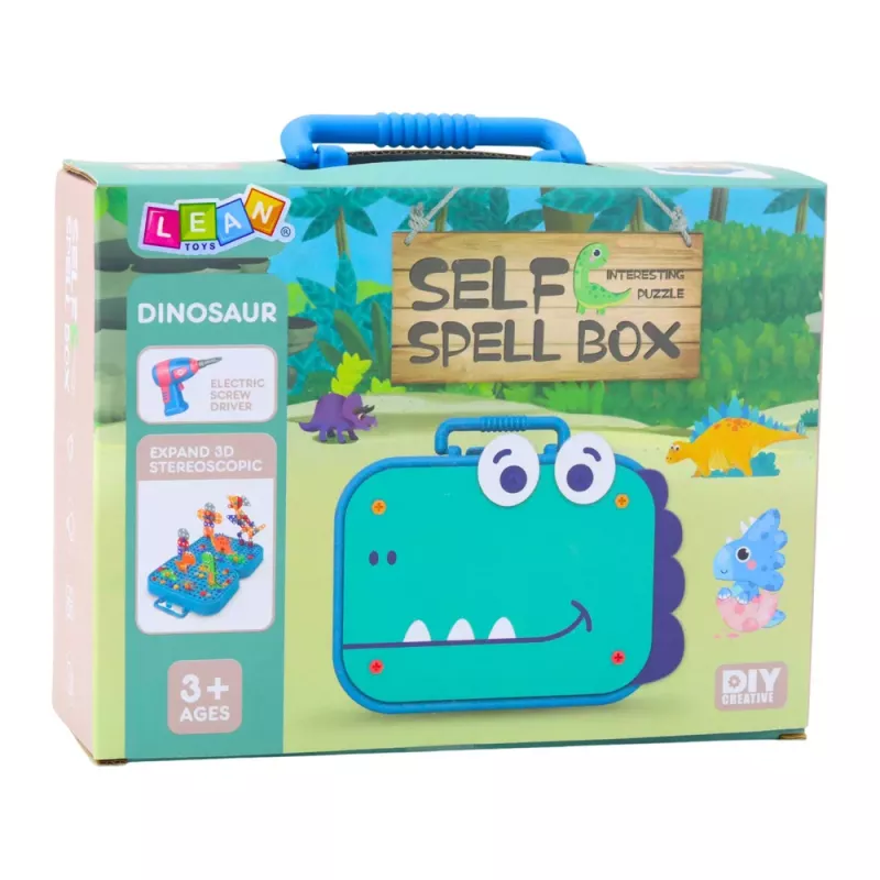 LEAN TOYS DIY Kruvikeeraja Komplekt Kohvriga Dinosaurs Plokid Kruvikeeraja 228 tk