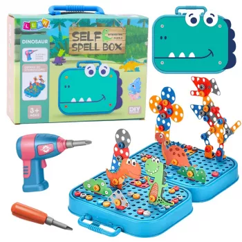LEAN TOYS DIY Kruvikeeraja Komplekt Kohvriga Dinosaurs Plokid Kruvikeeraja 228 tk