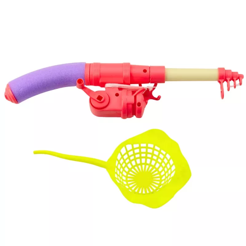 LEAN TOYS Kalapüügikomplekt: Krabilaud, 10 kala, õngeritv, sõel, roosa