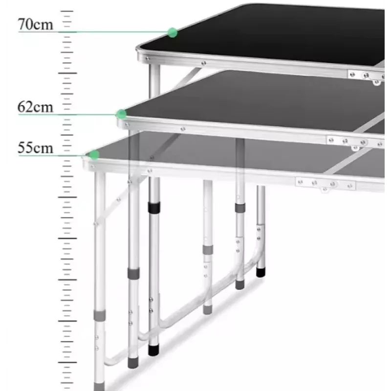 LEAN Kokkupandav Laagrilaud Reguleeritav Alumiinium Must 120x60cm