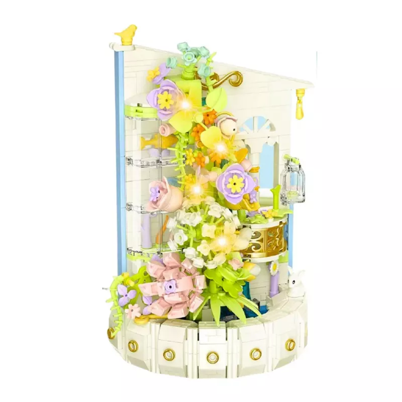 LEAN TOYS Ehitusklotsid Lillekompositsioon LED-valgustorniga 632 tk