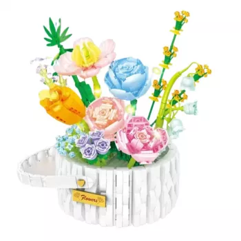 LEAN TOYS Ehitusklotsid Lillede Seade Korvis LED-tuledega 1376 tk