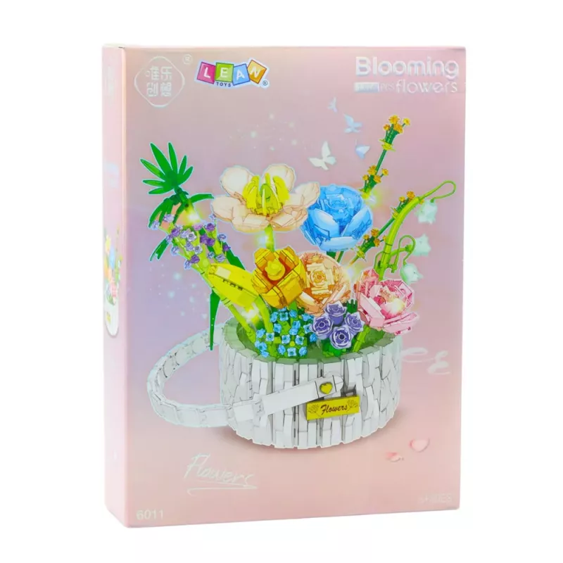 LEAN TOYS Ehitusklotsid Lillede Seade Korvis LED-tuledega 1376 tk