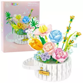 LEAN TOYS Ehitusklotsid Lillede Seade Korvis LED-tuledega 1376 tk