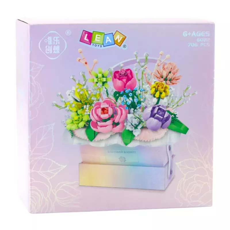 LEAN TOYS Ehitusklotside komplekt lillekarbi kujul, lilla LED, 706 tk