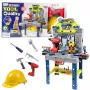 LEAN TOYS Meistri laud 2-in-1 kohvri tööriistakomplekt kruvikeeraja kiiver 133 tk