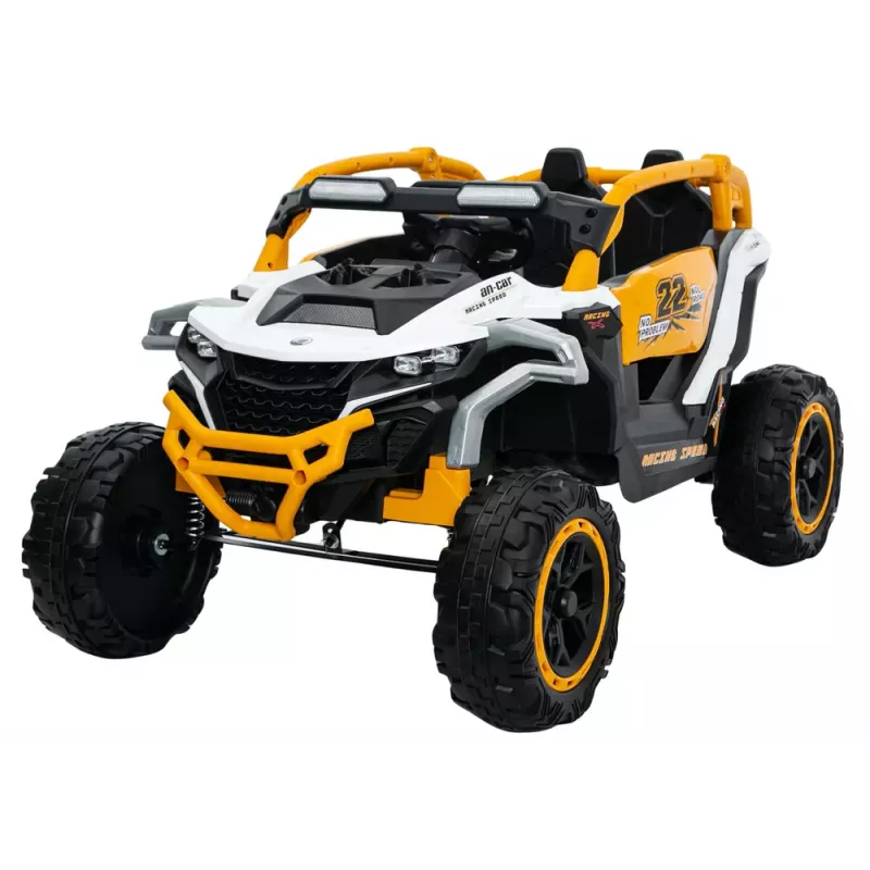 LEAN CARS M3 Yellow and White Battery-Powered Vehicle 4x4