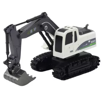 LEAN TOYS Kaugjuhitav RC Roomik-Ekskavaator Tulede ja Helidega, Valge, Mõõtkavas 1:24