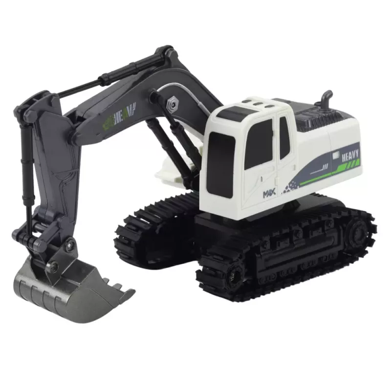 LEAN TOYS Kaugjuhitav RC Roomik-Ekskavaator Tulede ja Helidega, Valge, Mõõtkavas 1:24