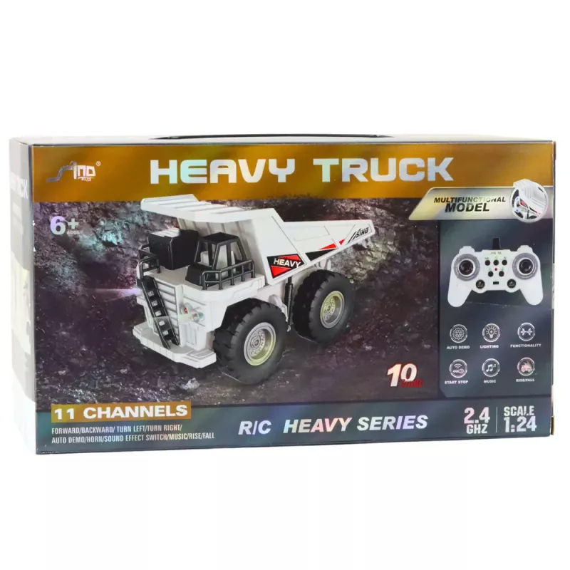 LEAN TOYS RC Remote Controlled Dump Truck with Lights and Sounds White 1:24