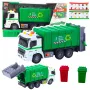 LEAN TOYS Prügiauto prügikastiga, tulede ja helidega, roheline, mõõtkavas 1:16