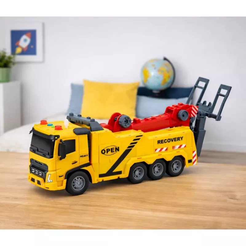LEAN TOYS Car Tow Truck Roadside Assistance Hook Platform Lights Sounds 1:16