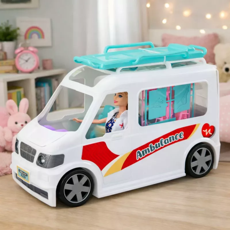 LEAN TOYS Mobiilne Haigla Kiirabi koos Kanderaamiga 2in1 Nukuarsti Tarvikud