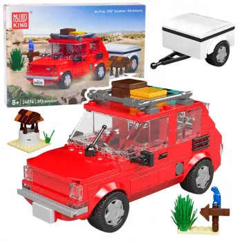 LEAN TOYS Ehitusklotside Komplekt Auto Fiat 126 Maluch Haagisega 393 tk