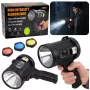 LEAN LED Solar Searchlight Flashlight 6 Modes Powerbank Interchangeable Filters