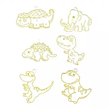 LEAN TOYS DIY Loominguline Komplekt Vitraaž Võtmehoidjad Dinosaurused Markerid 6 tk