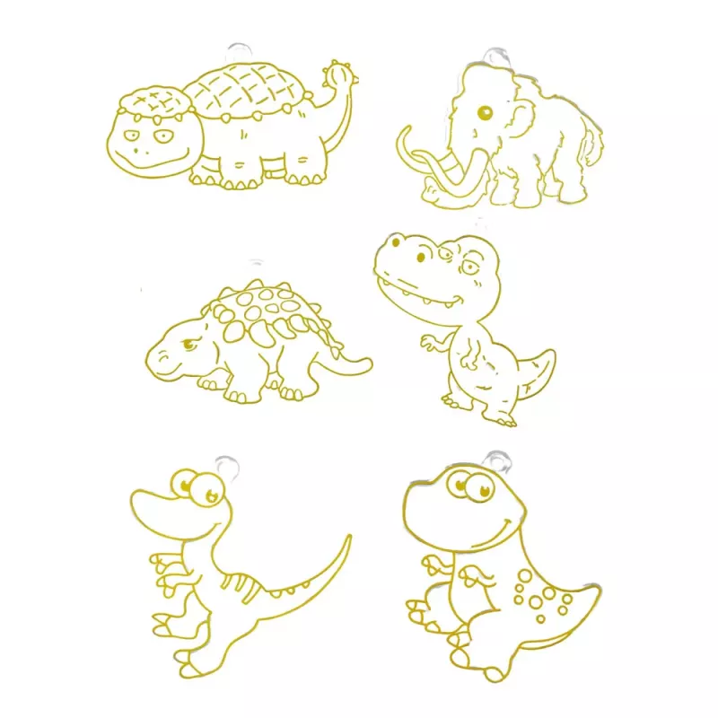 LEAN TOYS DIY Loominguline Komplekt Vitraaž Võtmehoidjad Dinosaurused Markerid 6 tk