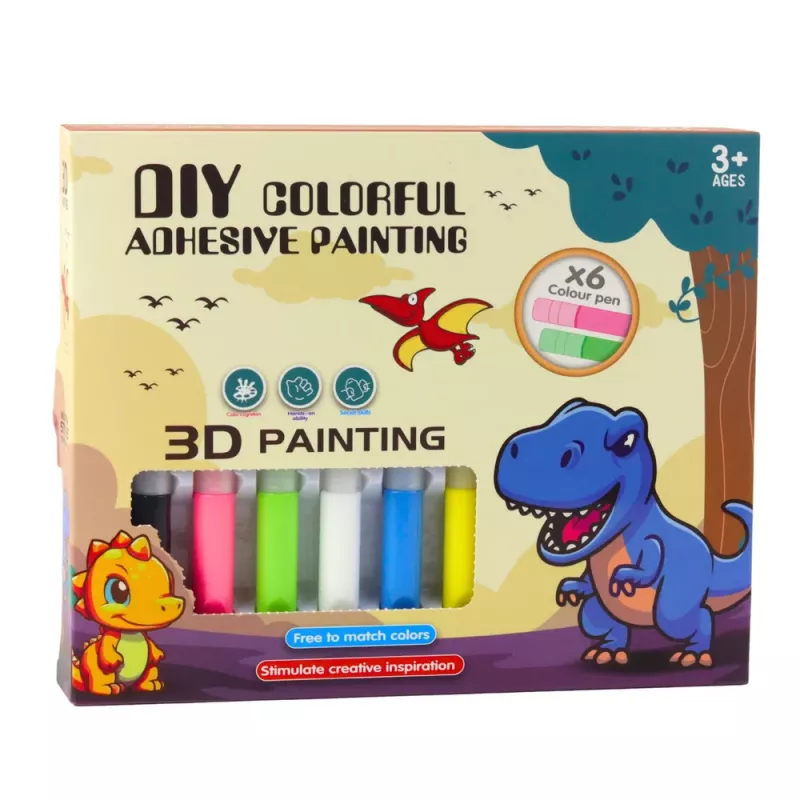 LEAN TOYS DIY Loominguline Komplekt Vitraaž Võtmehoidjad Dinosaurused Markerid 6 tk