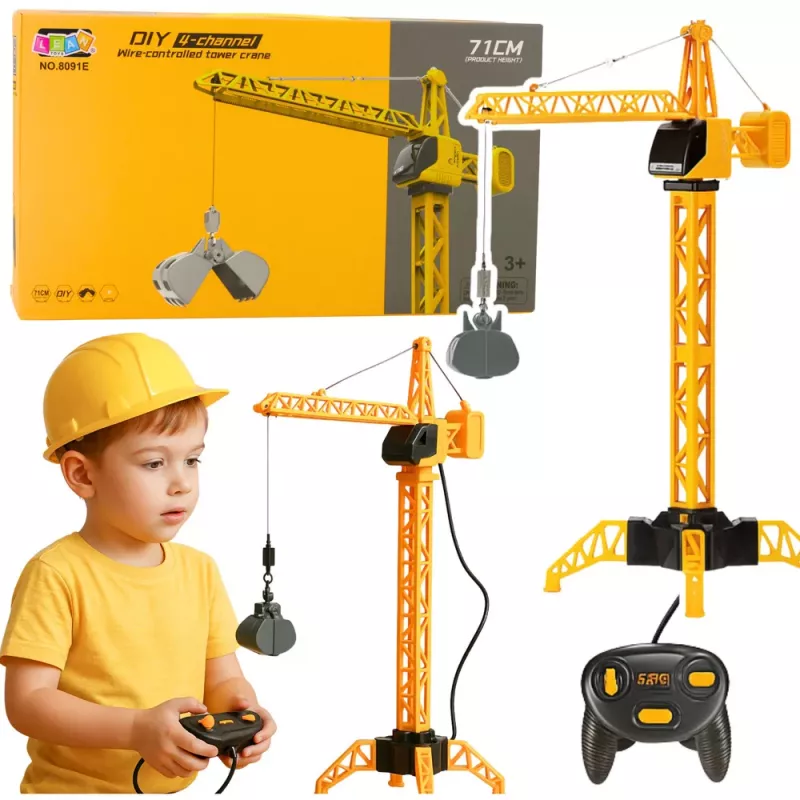 LEAN TOYS Remote Control Construction Crane RC Wired 360° Rotation 71 cm