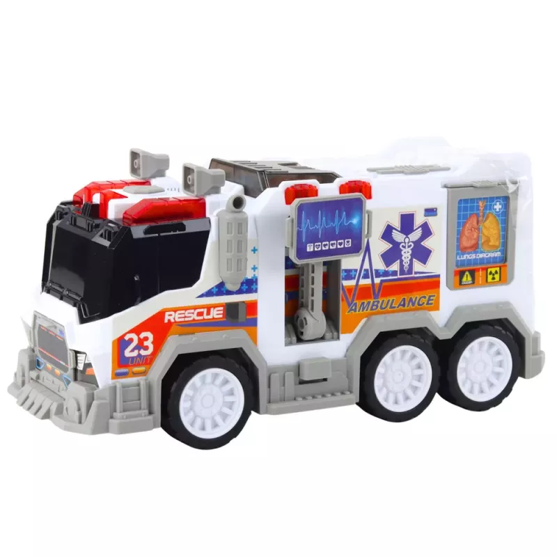 LEAN TOYS Ambulance City Ambulance Medical Vehicle with Drive, Lights & Sounds