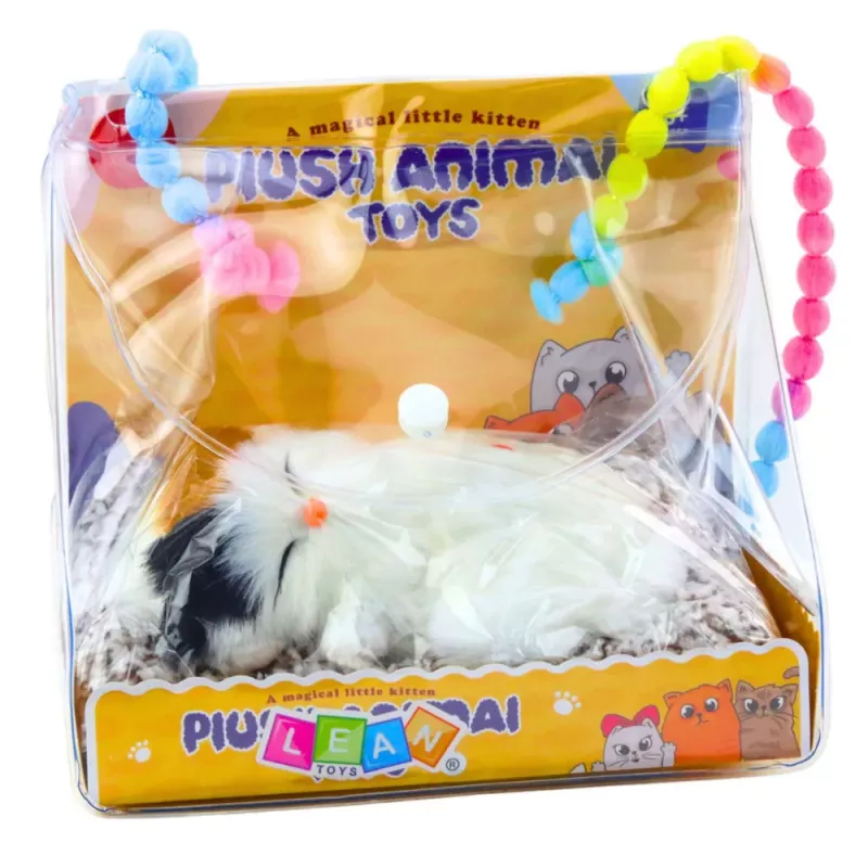 LEAN TOYS Magav Valge Kass Padjal Figuur Karvkoti ja Helidega